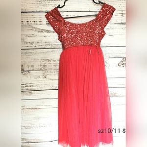 Red sparkly Monsoon holiday dress SZ 10-12 EUC